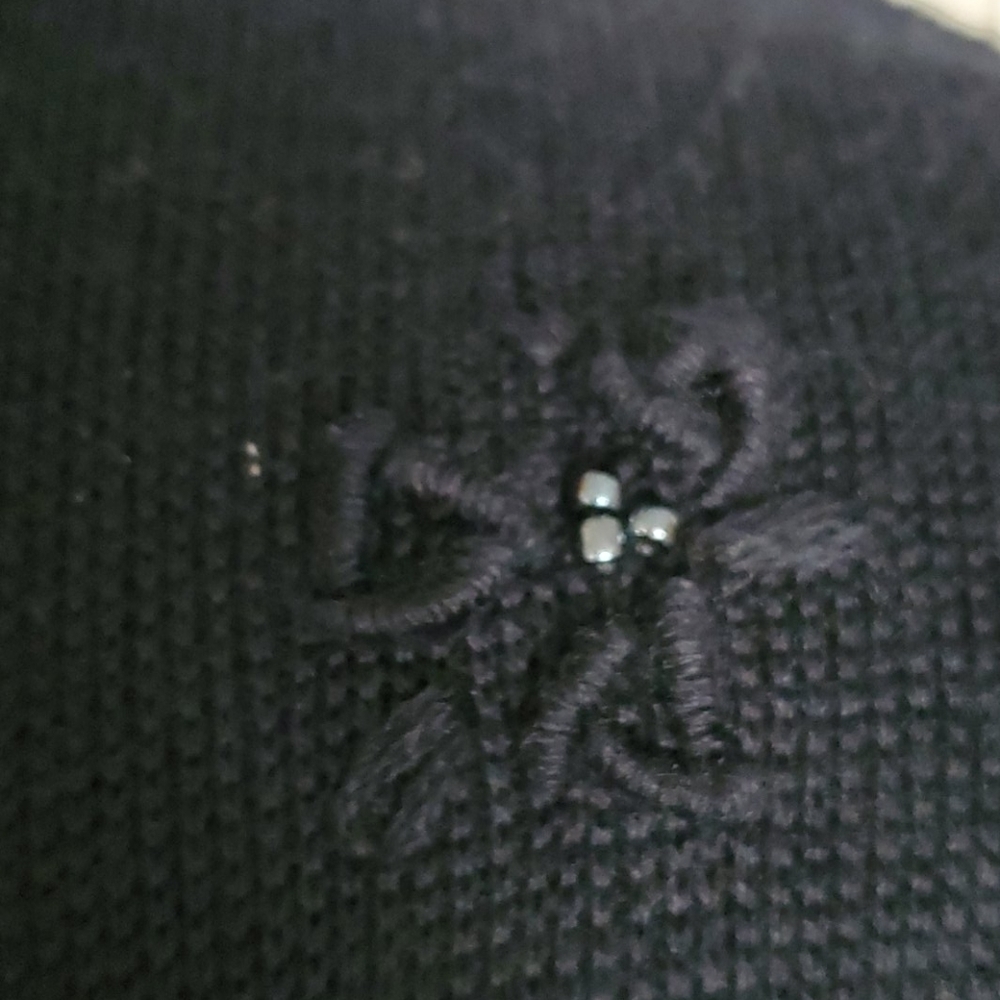 Vintage Ship'N Shore Black Beaded Embroidered Hook Front Cardigan Sweater Small - Picture 7 of 13